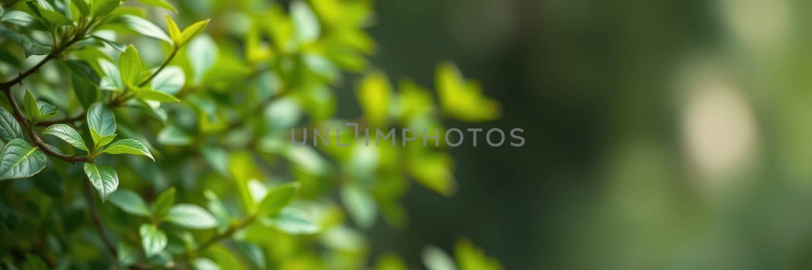 Close-up of vibrant green leaves in a serene environment, highlighting the delicate textures. Light filters through the foliage, creating a peaceful atmosphere.