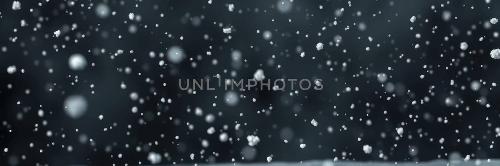 Soft snowflakes cascade down against a dark background, creating a tranquil winter setting. The peaceful scene captures the beauty of snowfall.
