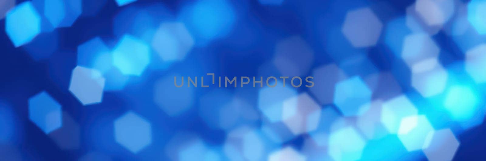 This vibrant blue bokeh background features soft, blurred light spots that evoke a serene and celebratory mood, ideal for invitations or digital designs.