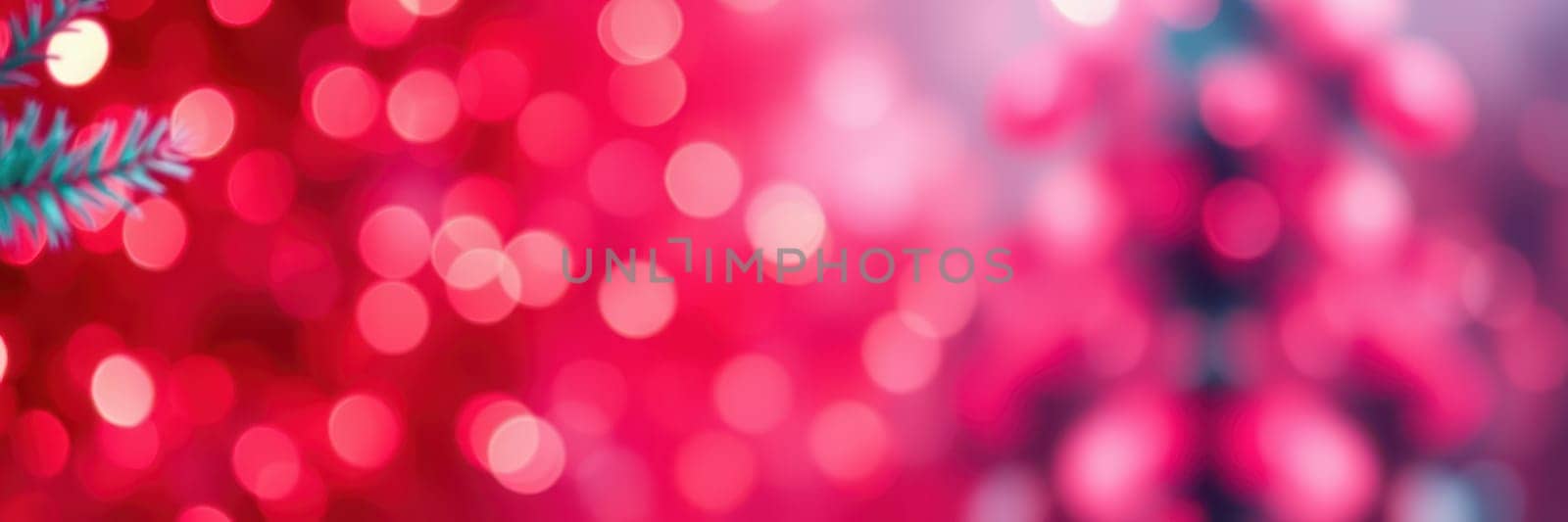 Bright pink and red lights blur together, creating a joyful and festive atmosphere perfect for celebrating the holiday season. The colors evoke warmth and cheer.