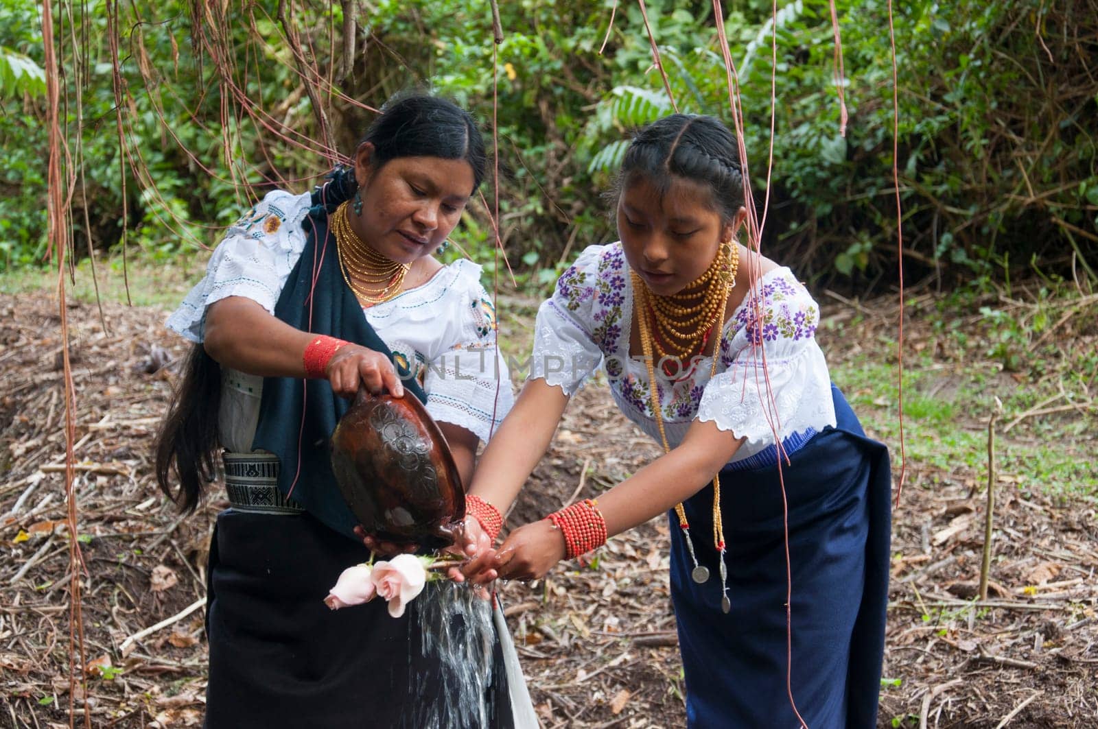 Homestyle Cleanup: Indigenous Mother 'n' Daughter Team Tacklin' Them Pots, Daughter Keepin' Hold of Them Blessed Blooms for a Good Ol' Thanksgivin' Rite by Raulmartin