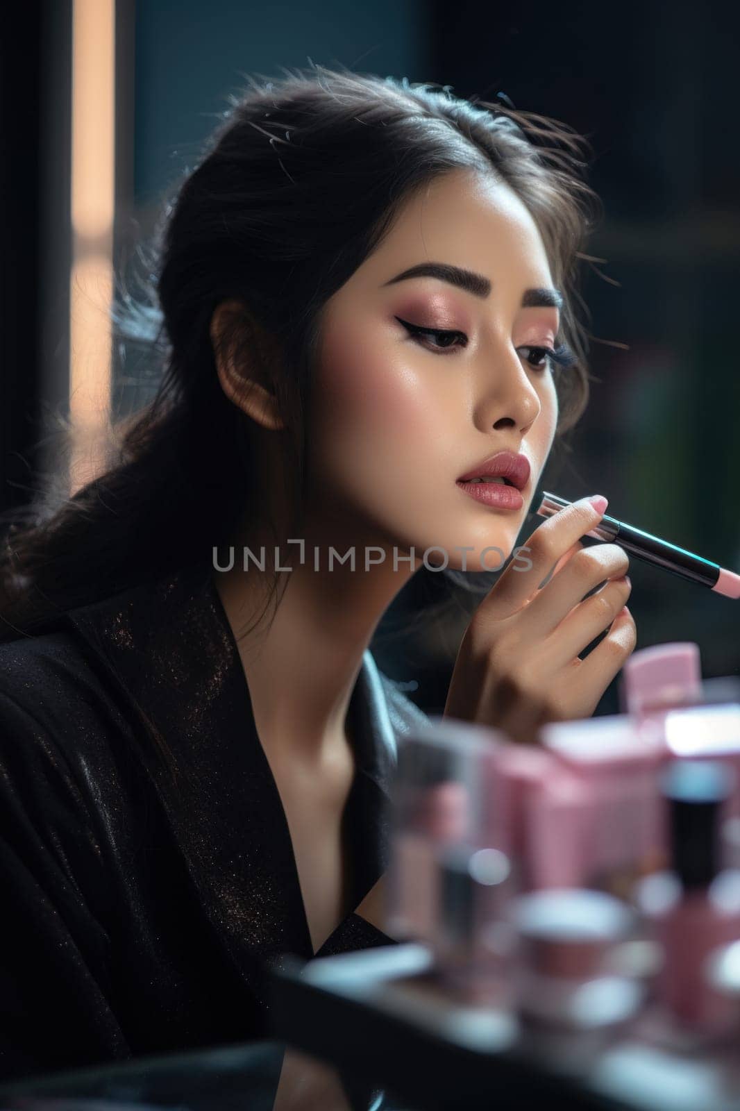 Beautiful Korean woman doing her makeup. by julyKoph