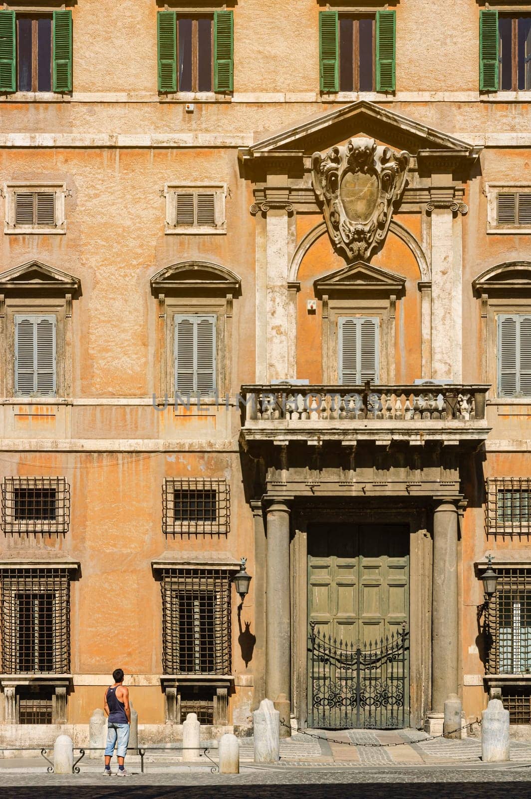 View of the Borghese Palace in the city of Rome