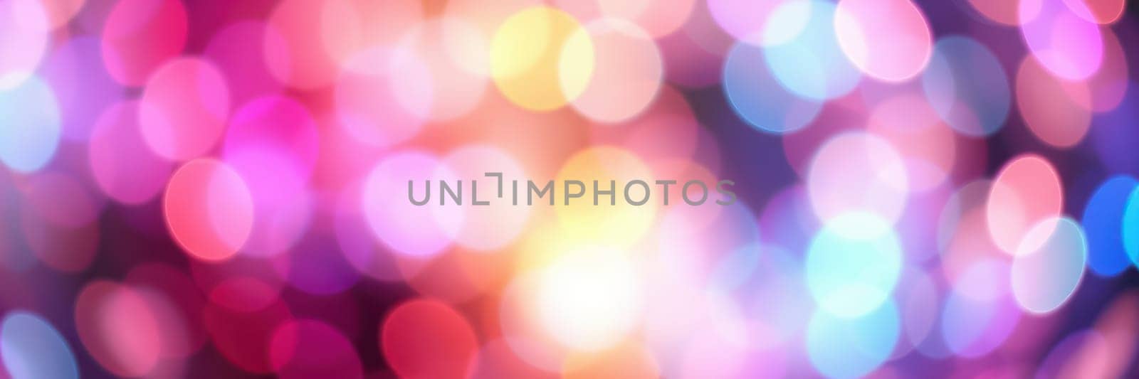 A dazzling display of colorful bokeh lights fills the background, creating a festive atmosphere suitable for celebrations during evening events. The vibrant hues blend seamlessly.