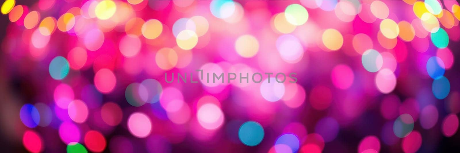 Soft, blurred lights in bright colors illuminate a festive environment, creating an enchanting ambiance during an evening event filled with joy and excitement.