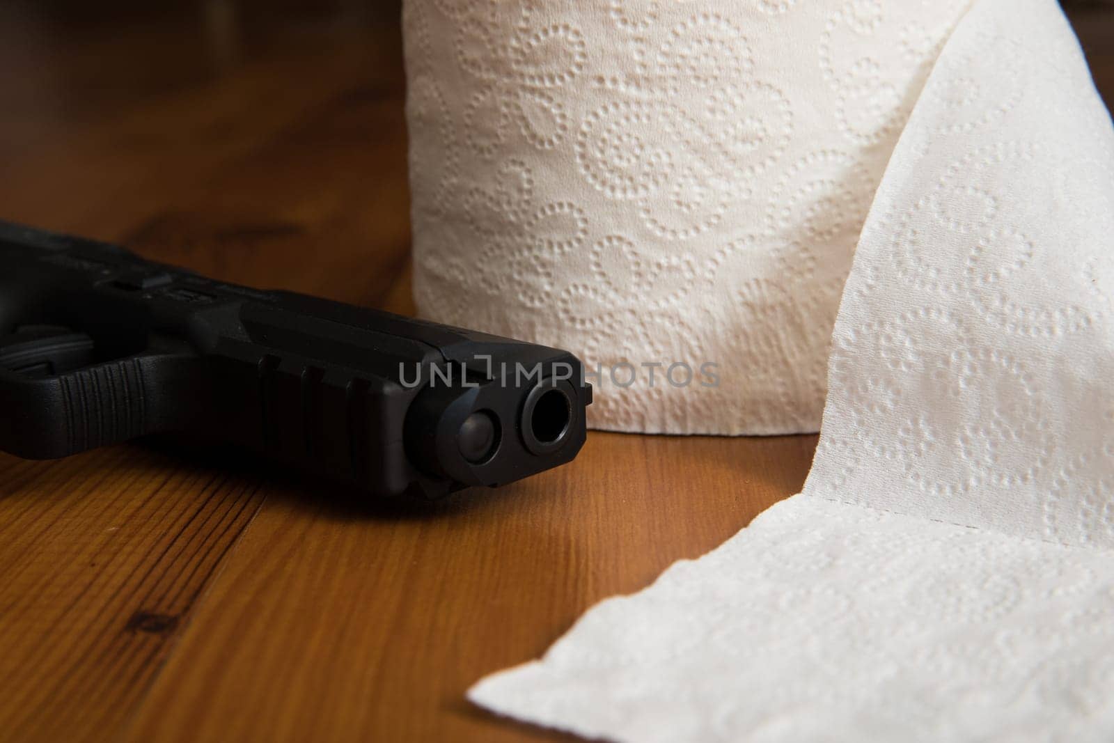 ready to protect the toilet paper with a gun