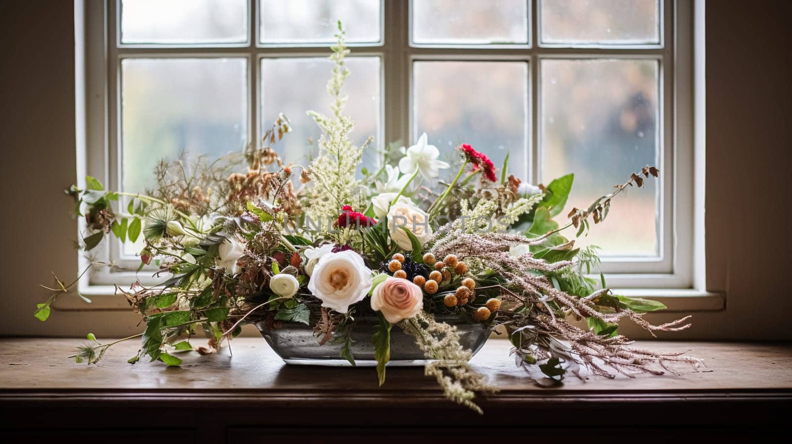 Beautiful bouquet of flowers in a vase. Floral arrangement