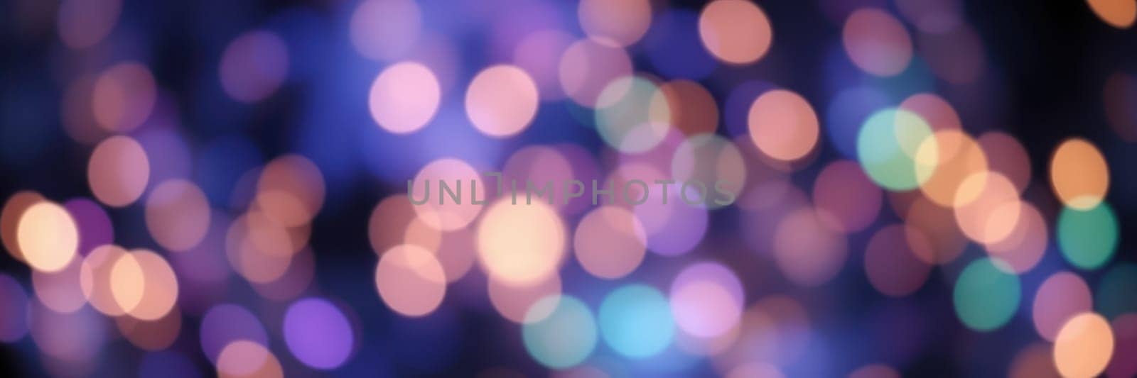 Bokeh lights in various colors illuminate the evening, creating a cheerful ambiance for a night of celebration. The soft glow enhances the festive spirit among attendees.