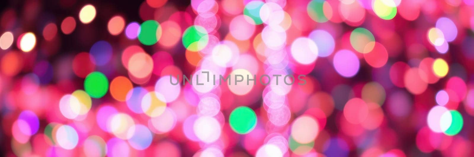 Colorful bokeh lights twinkle against a dark background, creating a vibrant and festive ambiance, perfect for nighttime events and celebrations. Bright hues of pink, green, and blue ignite joy.