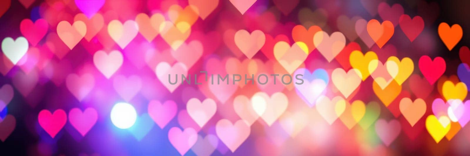 A beautiful display of colorful hearts fills the background, creating a festive and romantic ambiance. This design is perfect for celebrations, parties, or Valentine's Day.