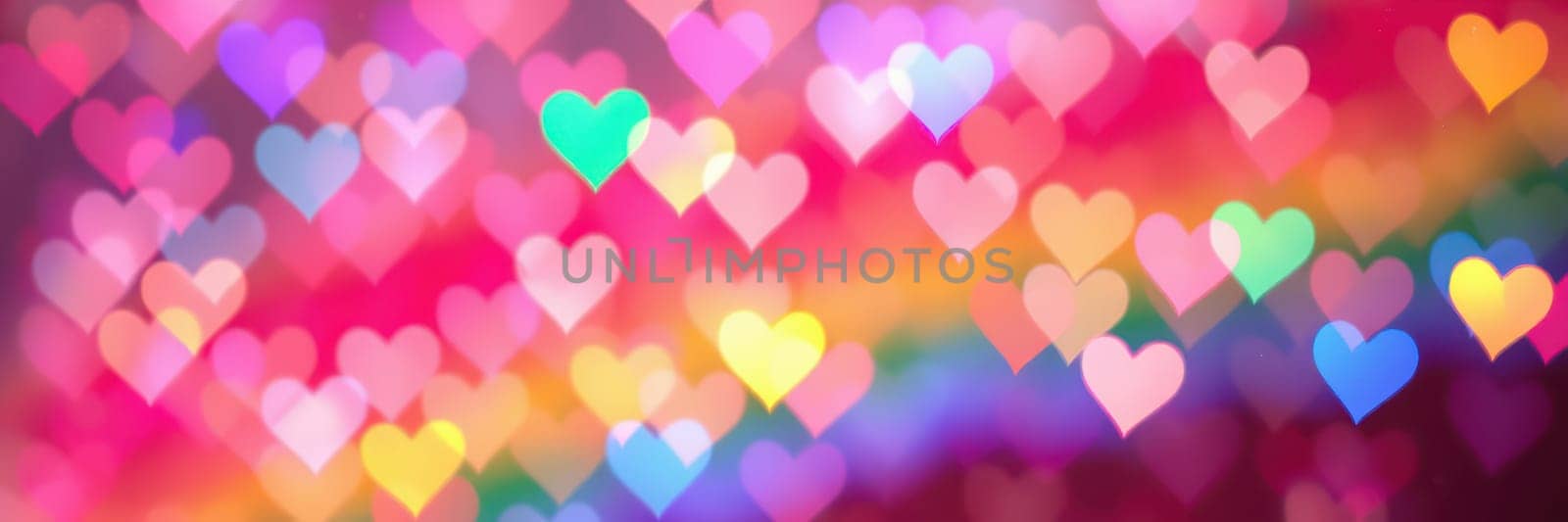 A delightful display of multicolored hearts fills the backdrop, creating a joyful and festive ambiance perfect for celebrations or expressions of love.