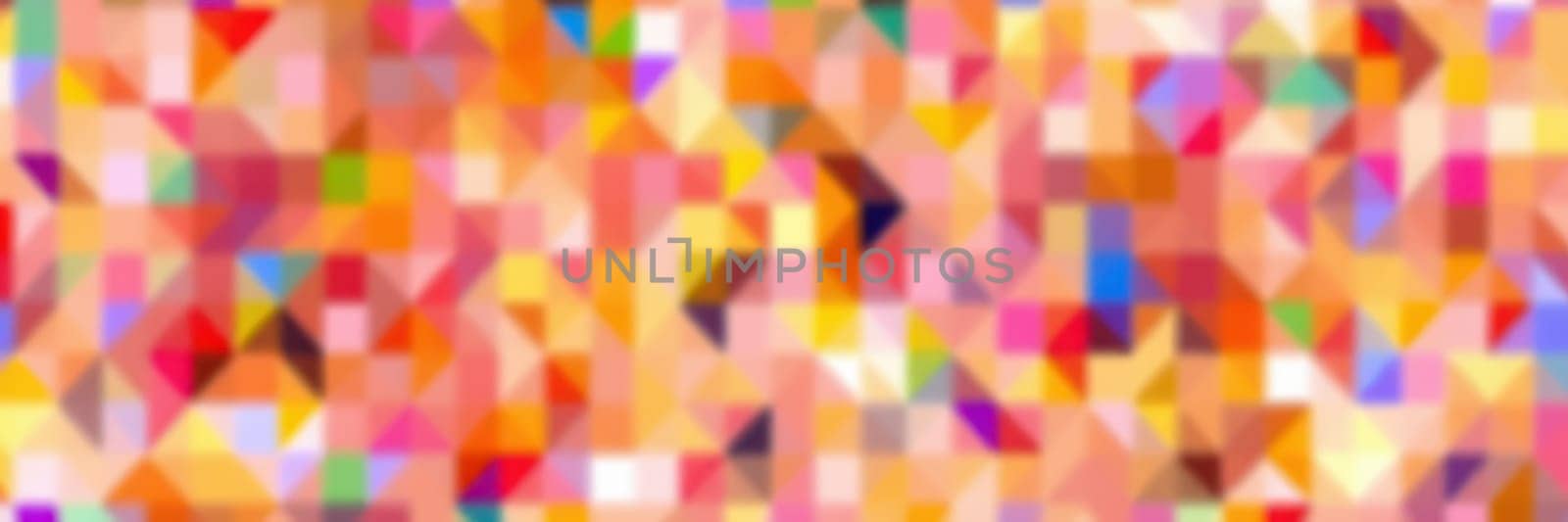 A vibrant array of geometric shapes and colors fills the canvas, showcasing a lively mix of reds, yellows, and blues. The design creates an energetic and cheerful atmosphere.