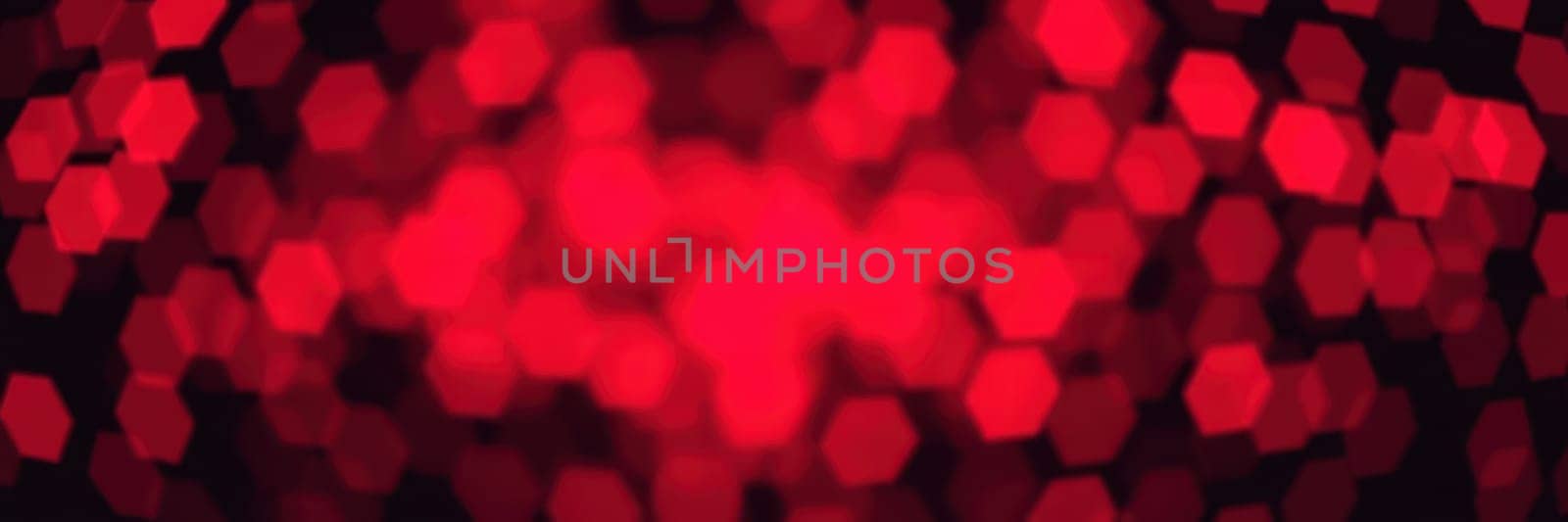 A dazzling array of red hexagonal lights fills the space, creating a festive and lively ambiance. The lights twinkle and shimmer, enhancing the evening's vibrant energy.