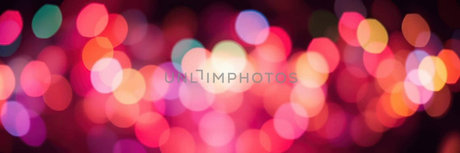 A series of blurred, colorful lights shines brightly, creating a lively atmosphere in a city at night. This display evokes feelings of celebration and joy.