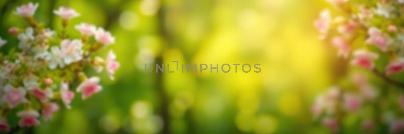 Delicate pink and white flowers bloom amidst lush green foliage, creating a picturesque garden scene filled with soft morning light and vibrant colors.