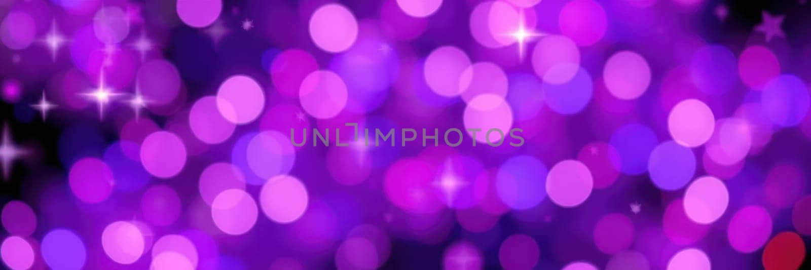 Bright purple and pink bokeh lights swirl together, creating a soft, enchanting atmosphere perfect for evening gatherings or celebrations. The vibrant colors evoke a festive feeling.