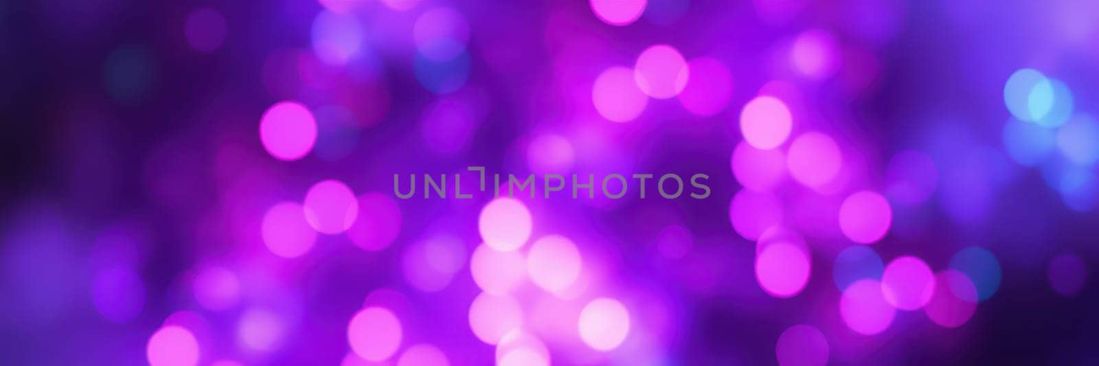 Soft, luminous bokeh lights in shades of purple and pink illuminate a festive setting, adding a magical touch to the evening celebrations and creating an enchanting ambiance.