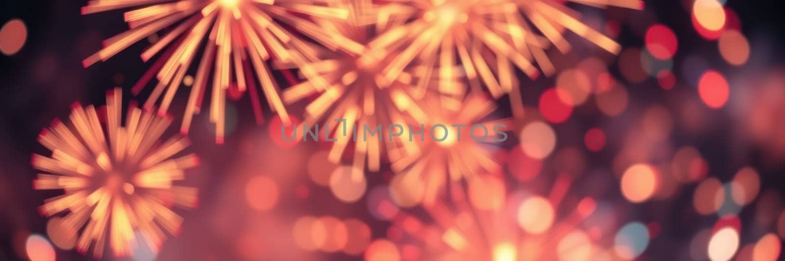 A vibrant array of fireworks lights up the night sky over a city park, creating an atmosphere of excitement during a local festival celebration. Spectators gather below in awe.