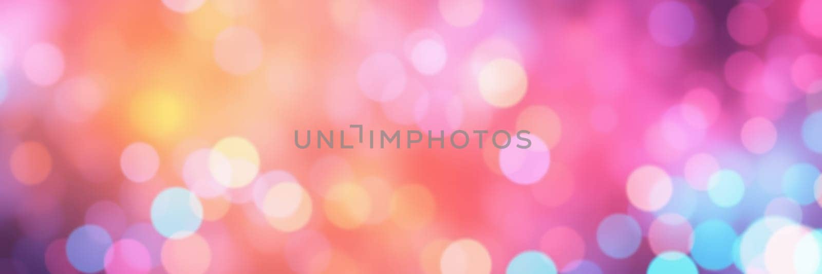 A vibrant abstract backdrop filled with luminous bokeh effects showcases a blend of pink, orange, and blue hues. The soft lights create a dreamy atmosphere perfect for artistic projects.