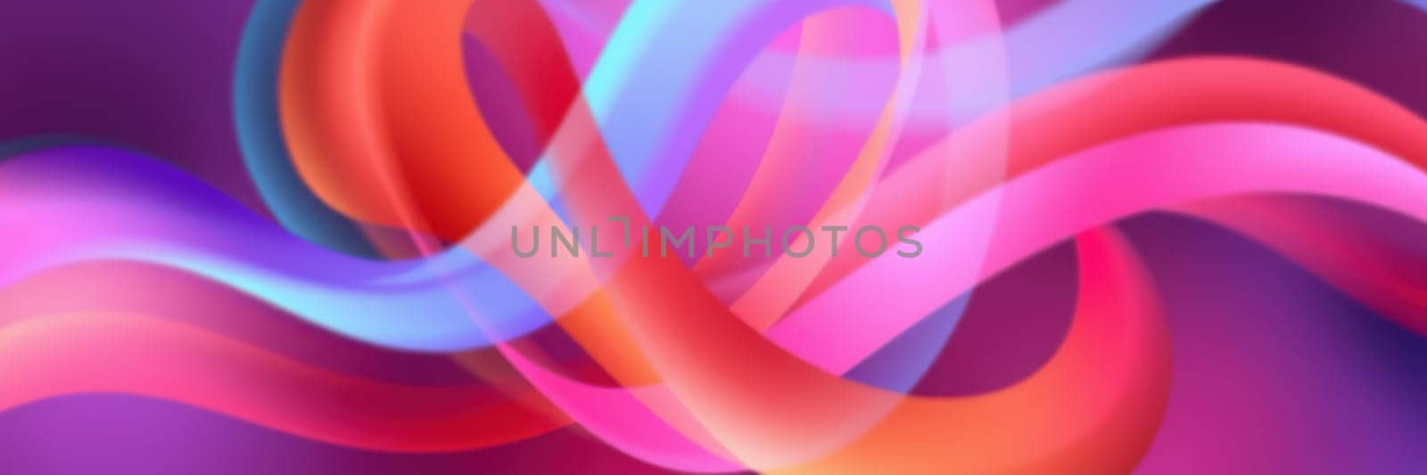 Brightly colored swirls of pink, blue, and purple intertwine and flow in an abstract design. This vibrant artwork showcases movement and energy against a dark backdrop, creating depth.