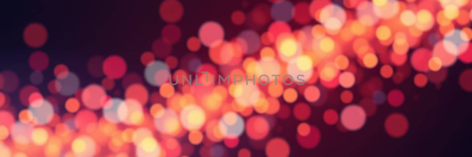 Softly glowing orbs of red, orange, and white fill the night sky, creating a joyful ambiance for a lively celebration in a bustling city center.