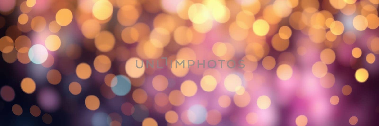 Colorful bokeh lights fill the space, creating a vibrant and cheerful ambiance during a nighttime celebration. Guests enjoy the lively atmosphere surrounded by shimmering hues.