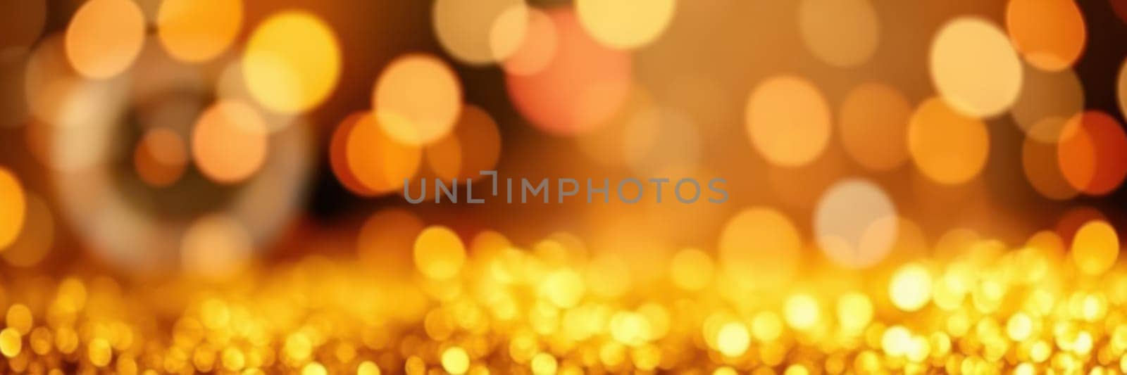 A vibrant and dazzling background filled with golden bokeh lights radiates warmth and joy, perfect for festive occasions, parties, and celebrations at night.