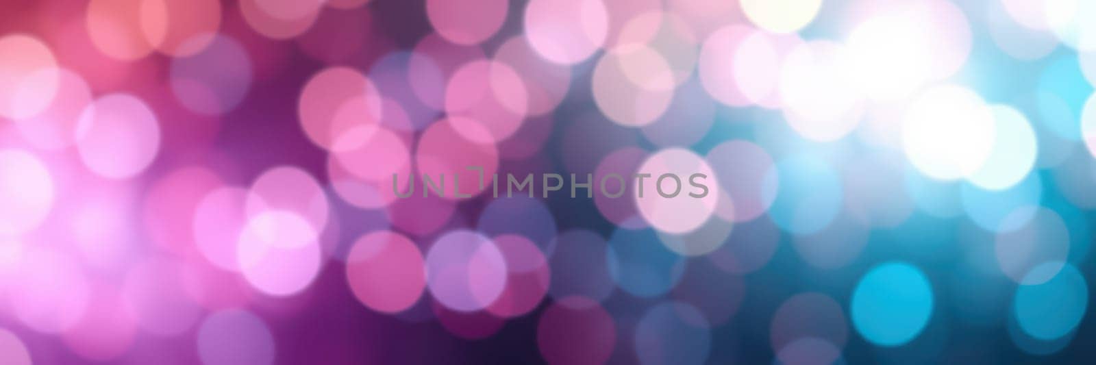 Soft, colorful bokeh lights illuminate the space, creating a festive and lively atmosphere perfect for a celebration or party during the evening hours.