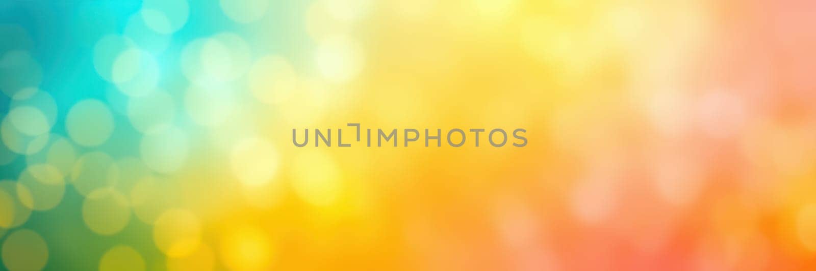 A vibrant abstract backdrop displays a blend of blue, yellow, and orange bokeh effects. The soft, glowing colors create a cheerful and uplifting atmosphere suitable for various themes.
