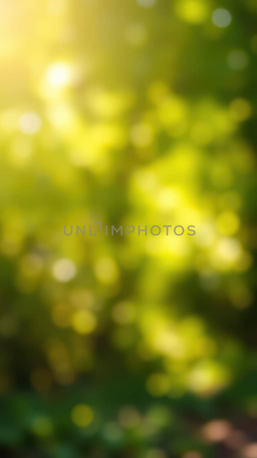 Sunlight streams through the leafy canopy, illuminating the forest with a warm, gentle glow. The lush greenery creates a peaceful, tranquil environment for relaxation.