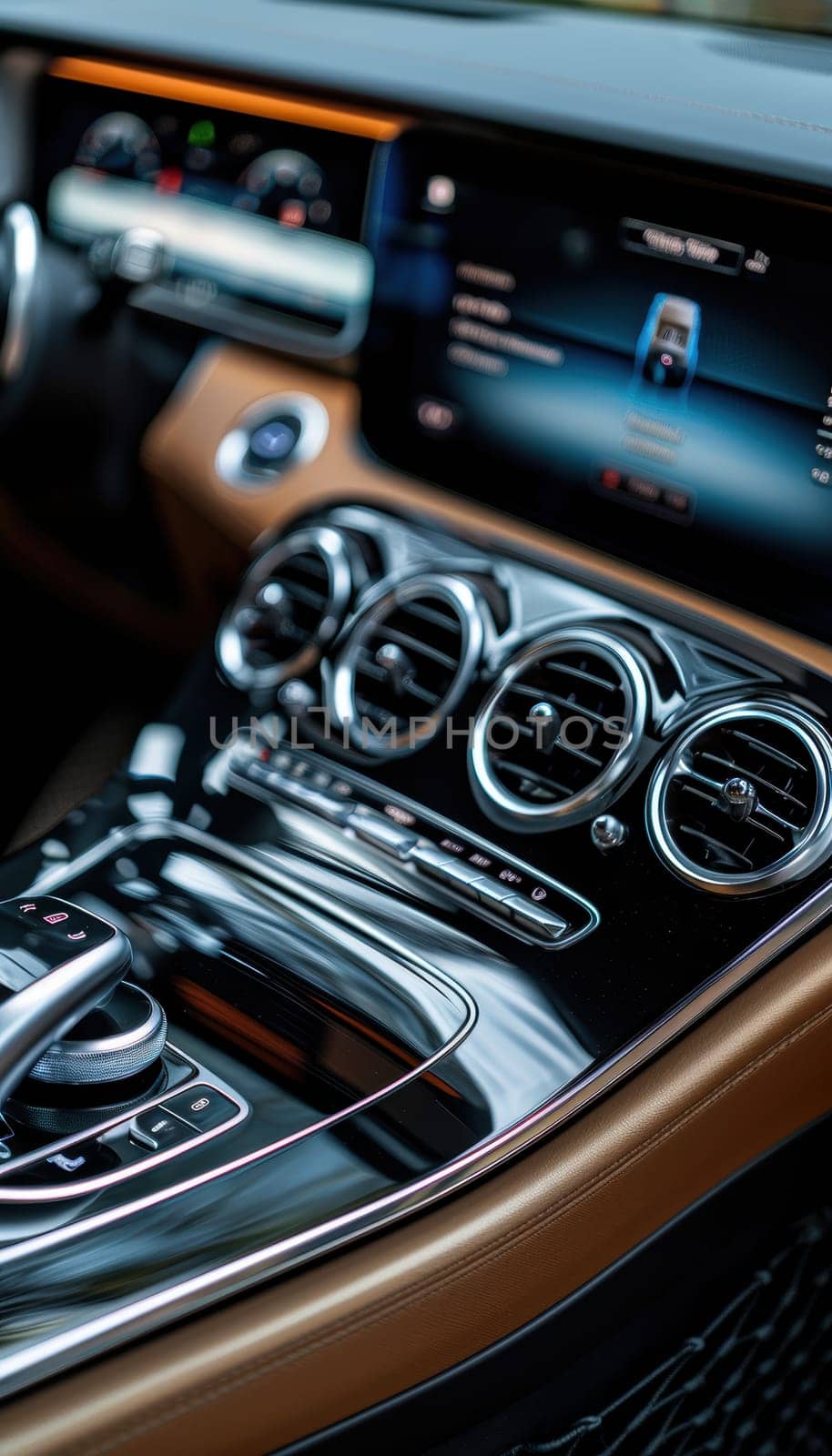 A sophisticated car climate control system featuring multiple settings and zones with sleek digital displays. the luxurious interior design emphasizes modern technology and high comfort levels, enhancing the driving experience.