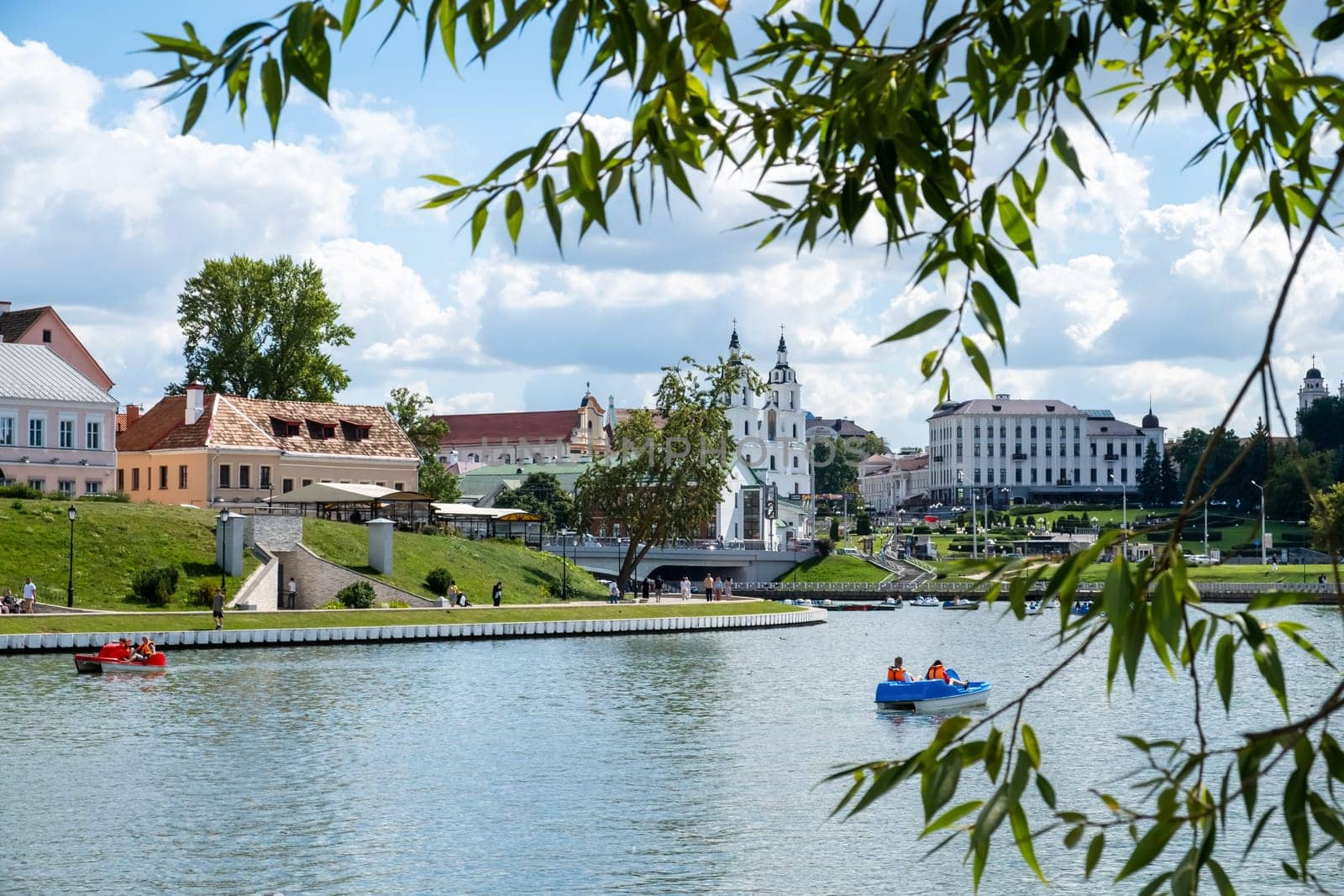 Minsk, Belarus - August 14, 2024. View of the historic Trinity Suburb district.