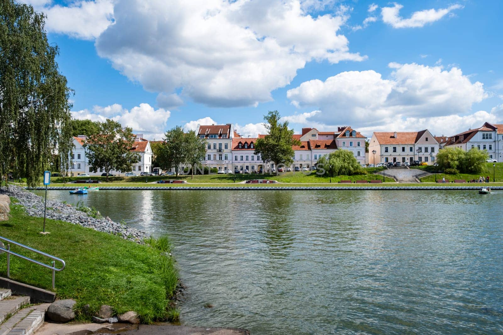 Minsk, Belarus - August 14, 2024. View of the historic Trinity Suburb district.
