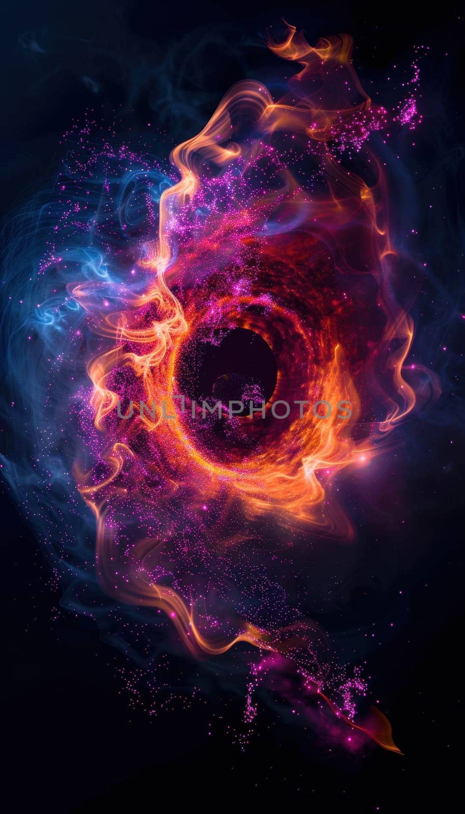 High-resolution x-ray visualization of a black hole, the dynamic swirl of the accretion disk and intense high-energy emissions, set against the backdrop of deep space. ideal for educational and scientific materials.