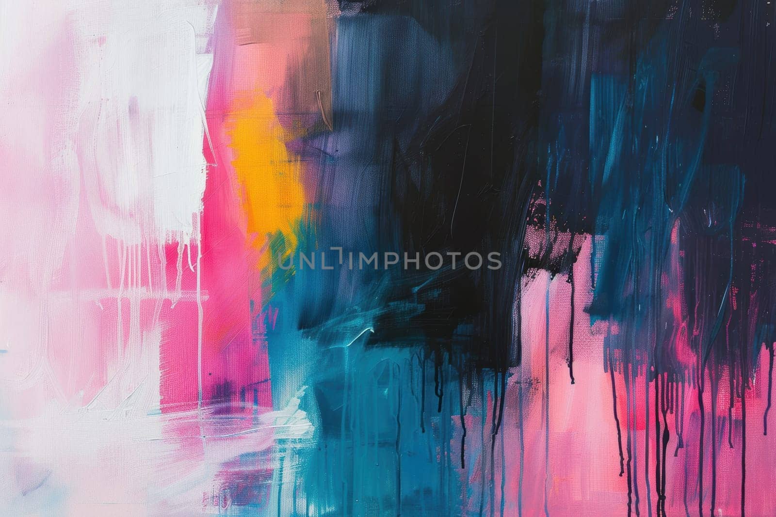 Abstract artwork inspired by a rainstorm, featuring dynamic, bold strokes and a rich blend of dark and bright colors. the painting evokes the intensity and movement of rain, suitable for artistic decor or creative inspiration settings.