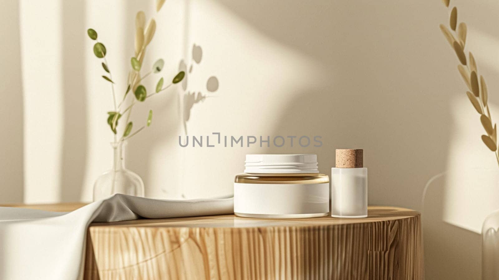 Cosmetic cream in a glass jar. Skin care concept. Background for beauty products
