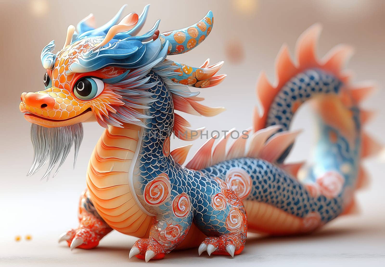 Cartoon Asian dragon symbol of the new year. Selective focus.