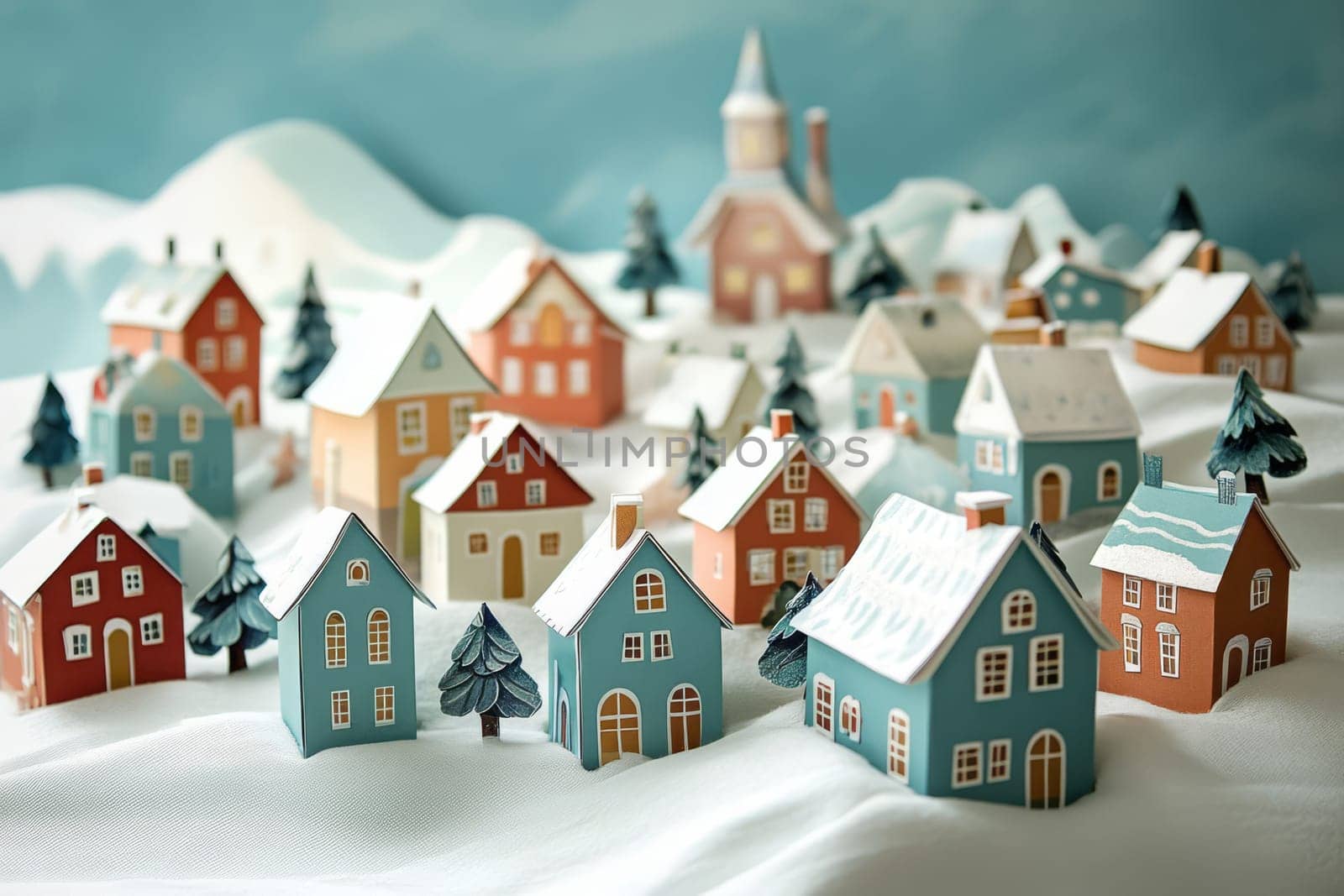 A paper houses village advent calendar for a Christmas