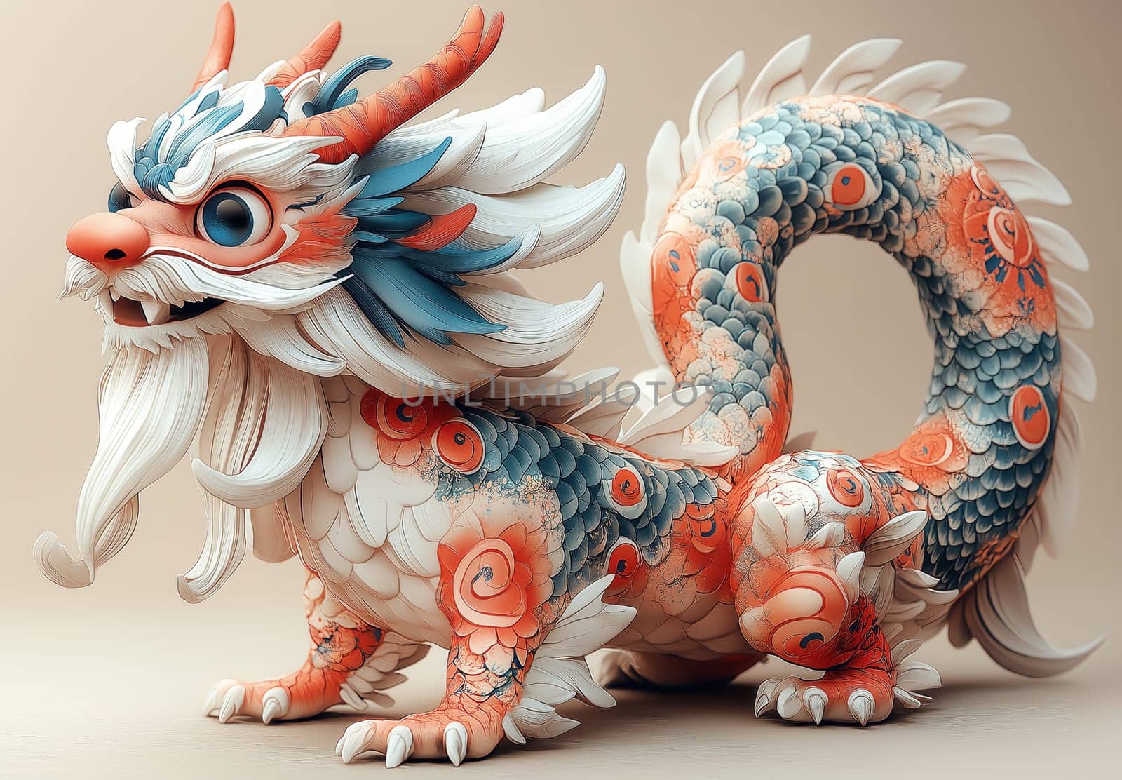 Cartoon Asian dragon symbol of the new year. Selective focus.