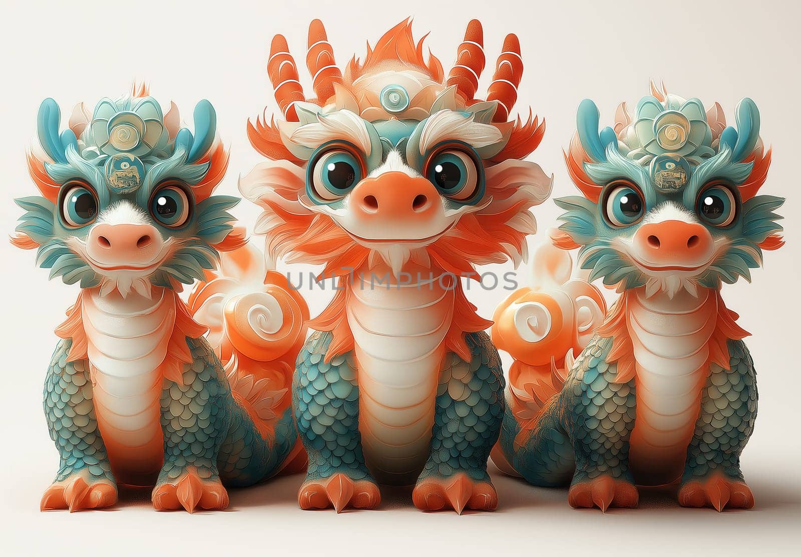 Cartoon Asian dragon symbol of the new year. Selective focus.