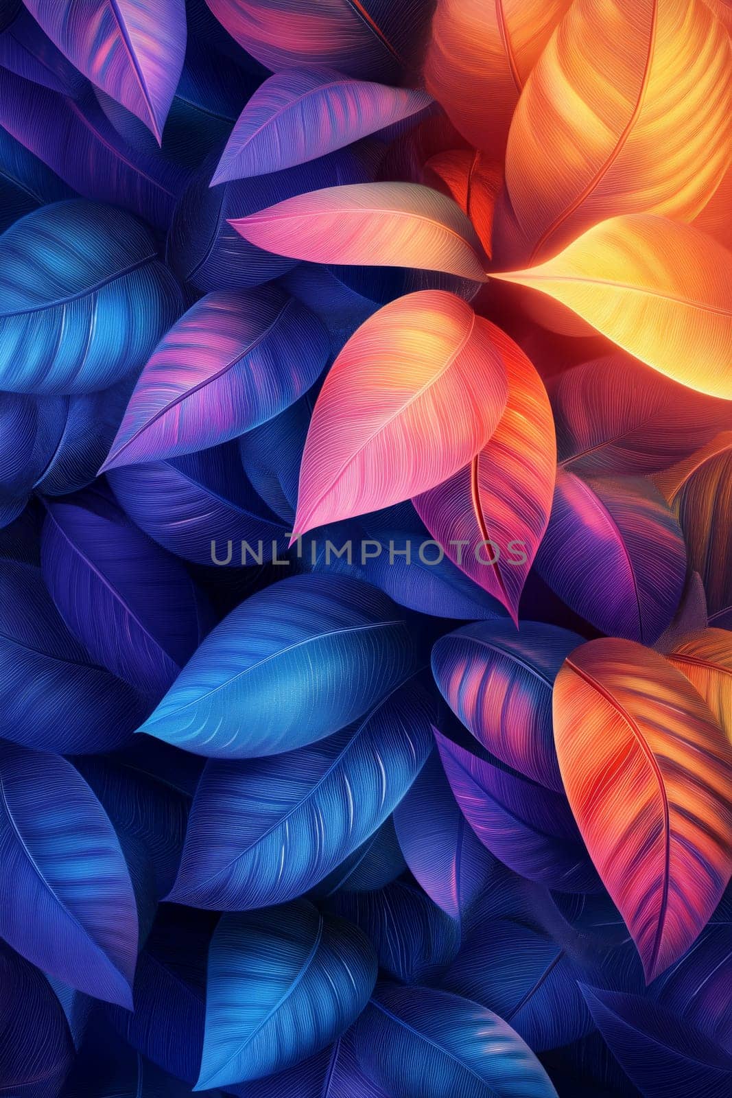 Brightly glowing plants with intricate leaf patterns, creating a mesmerizing and surreal display of nature and light.