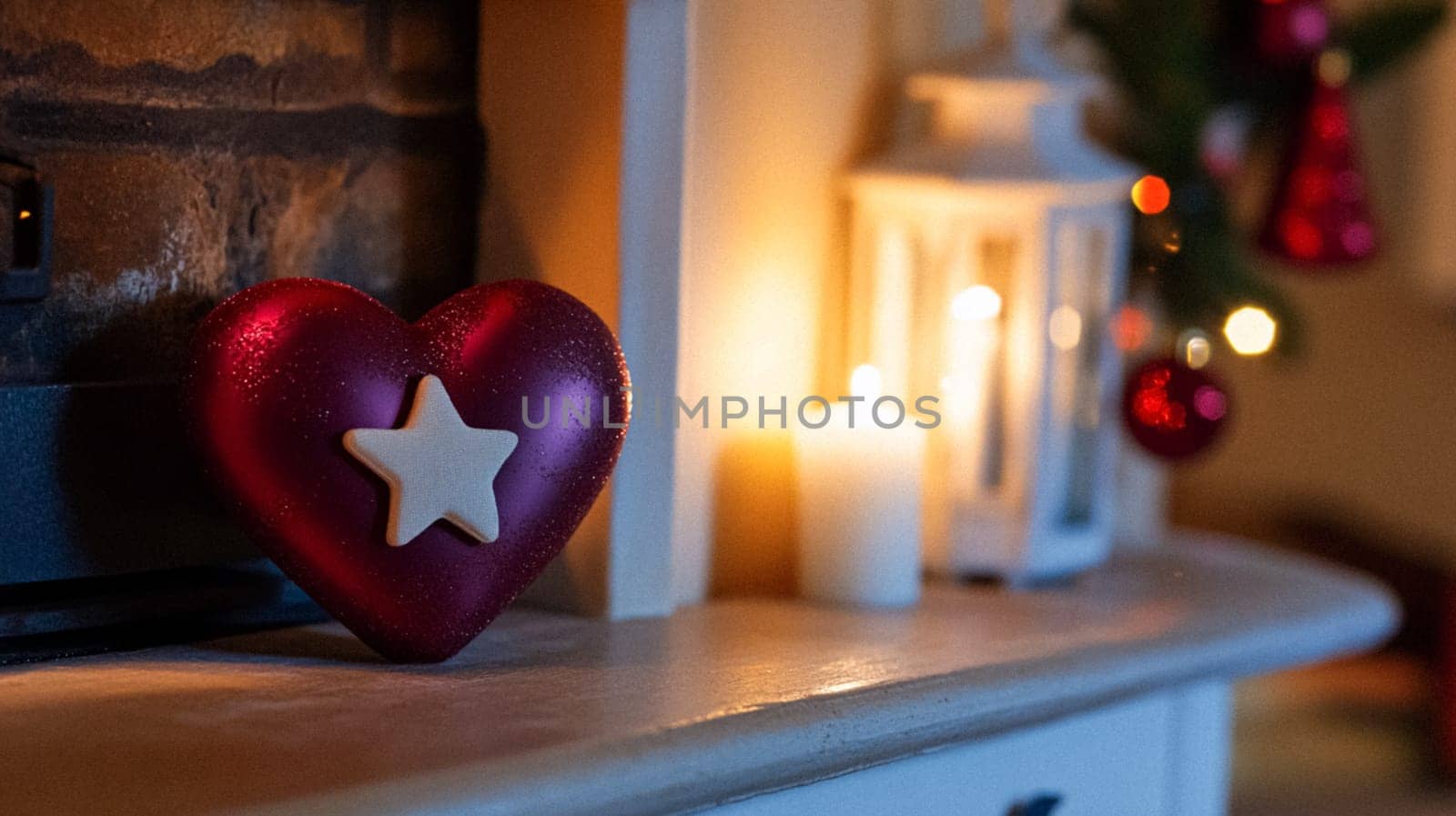Christmas, holiday decor and country cottage style, cosy atmosphere, decorated Christmas tree in the English countryside house living room with fireplace, interior decoration idea