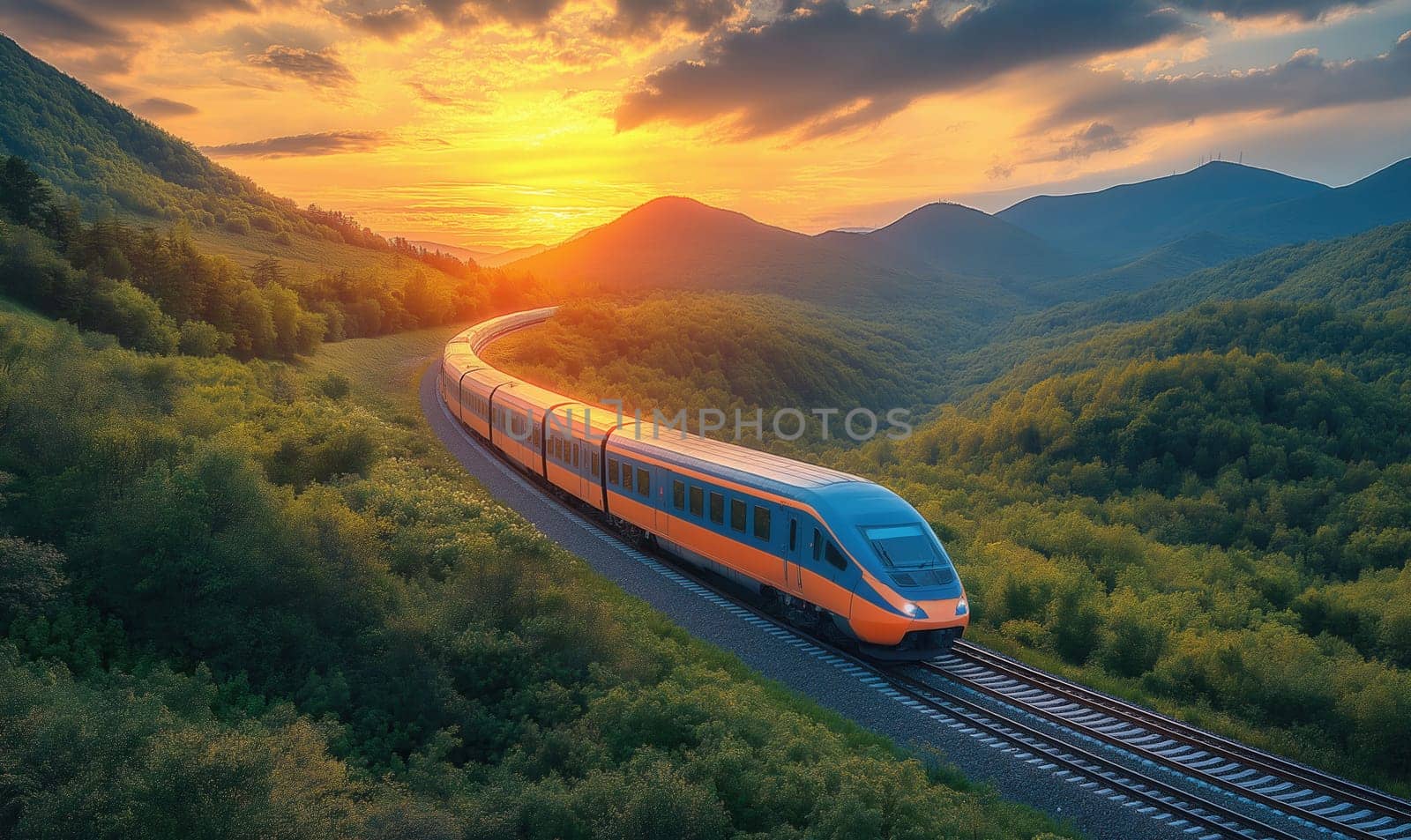 A train journey through the mountains. Selective focus.