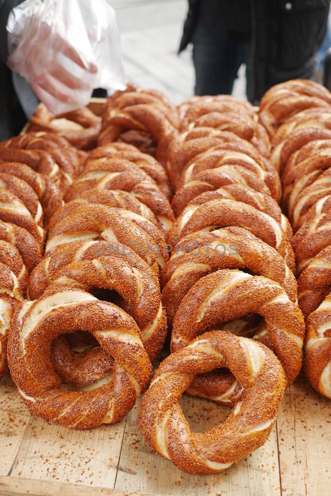 Turkish Bagel Simit selling in a van ,