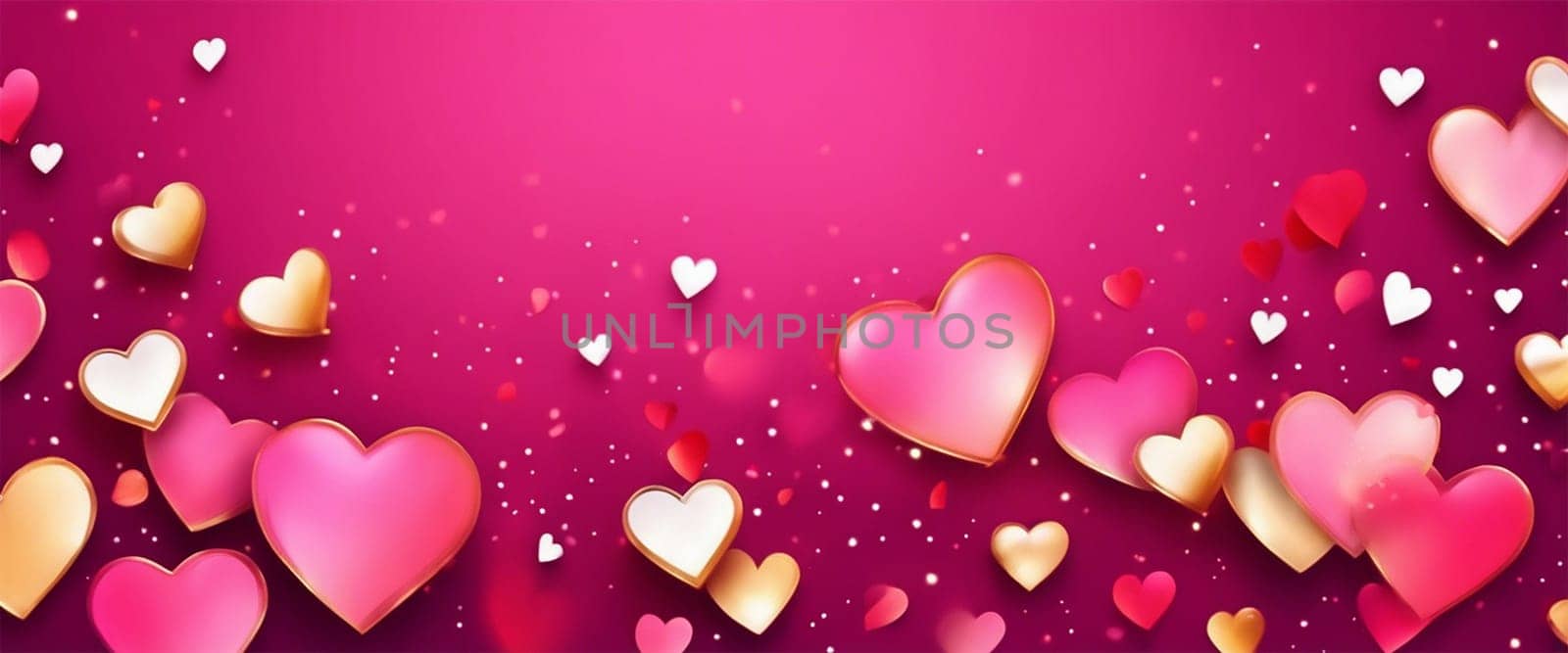 Beautiful Valentine's Day background with hearts - generative ai
