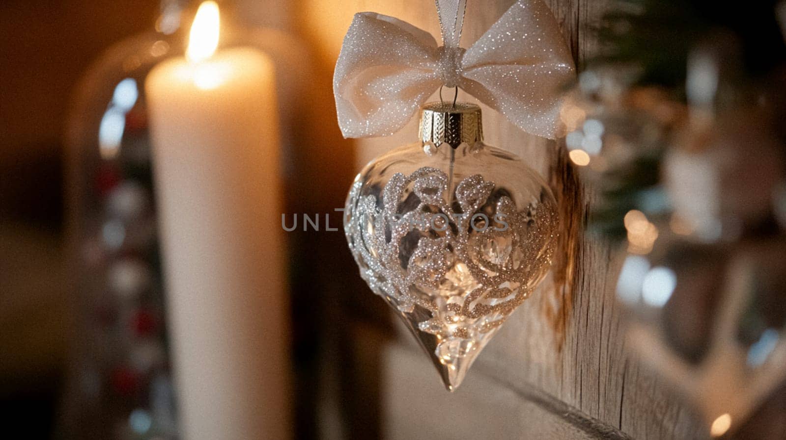 Christmas, holiday decor and country cottage style, cosy atmosphere, decorated Christmas tree in the English countryside house living room with fireplace, interior decoration idea