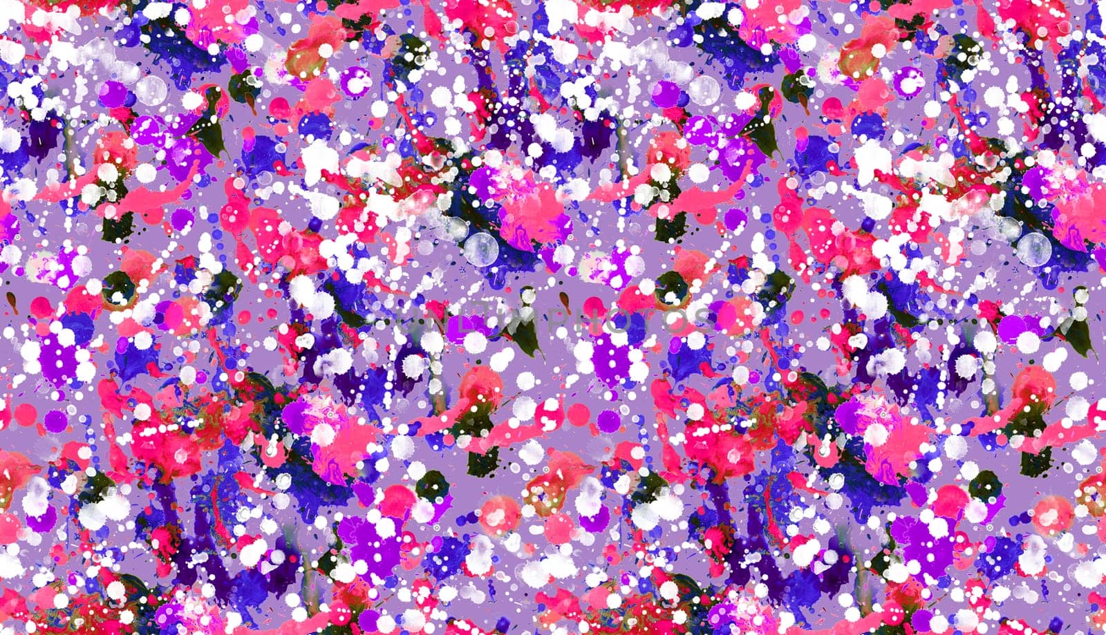 Seamless pattern with abstract creative blots and splashes painted with gouache for paint box design