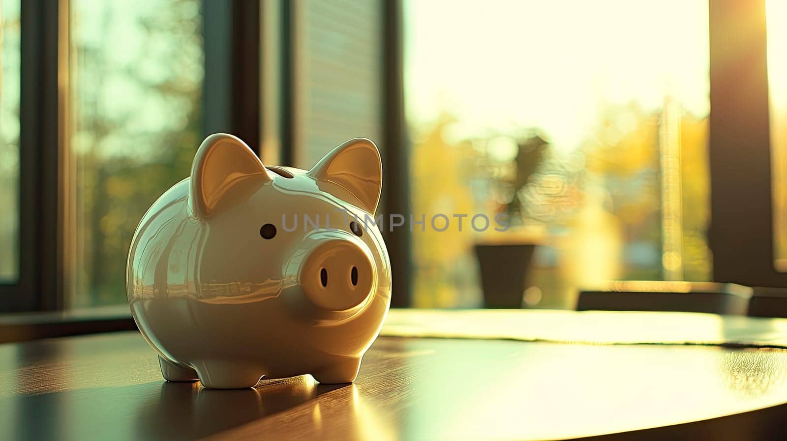 piggy bank near the window. Selective focus. Day.