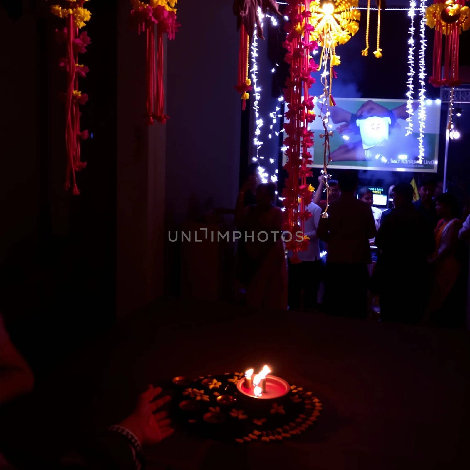 Candlelit festive gathering night holiday light . High quality photo