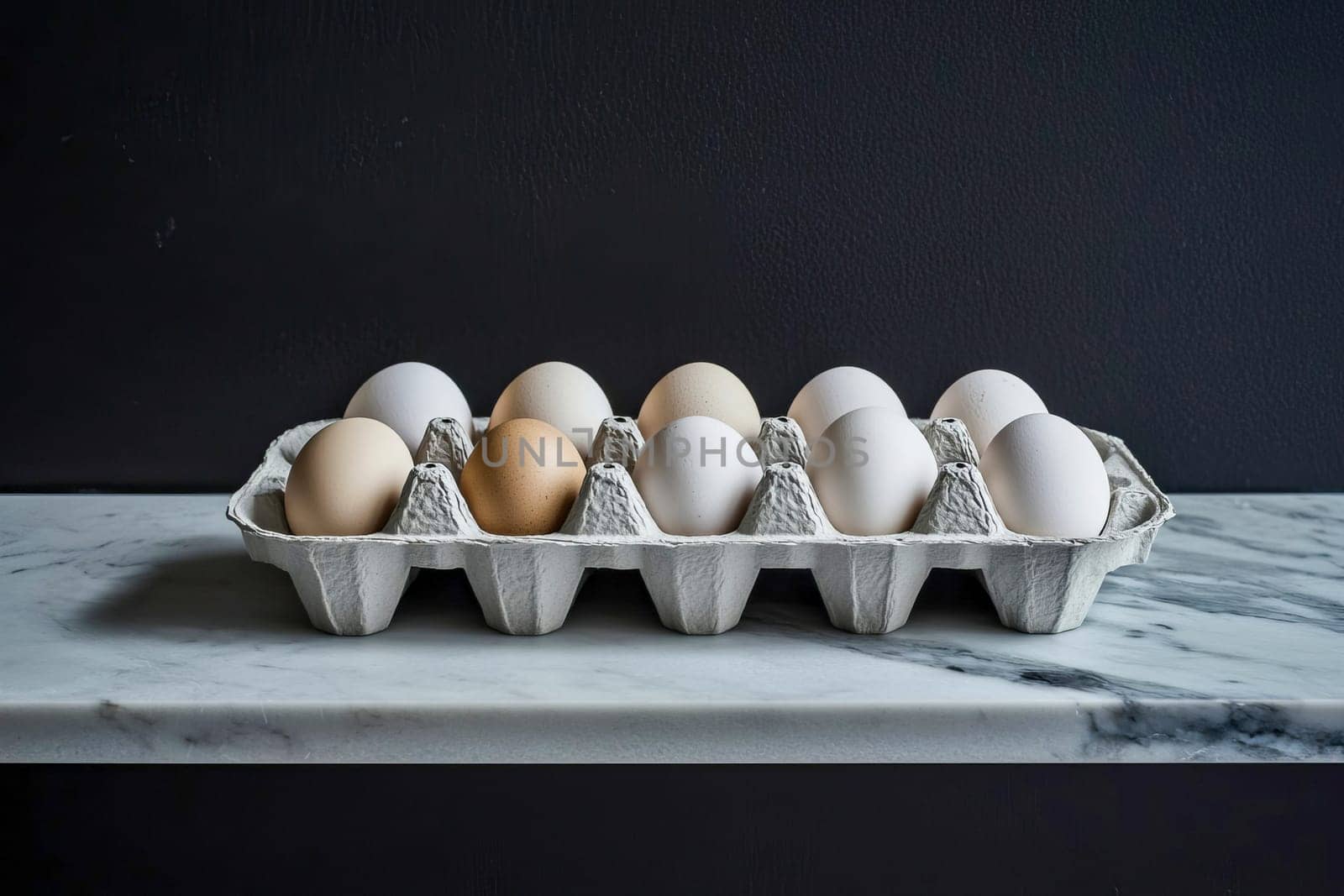Cardboard packaging with chicken eggs. AI generated..
